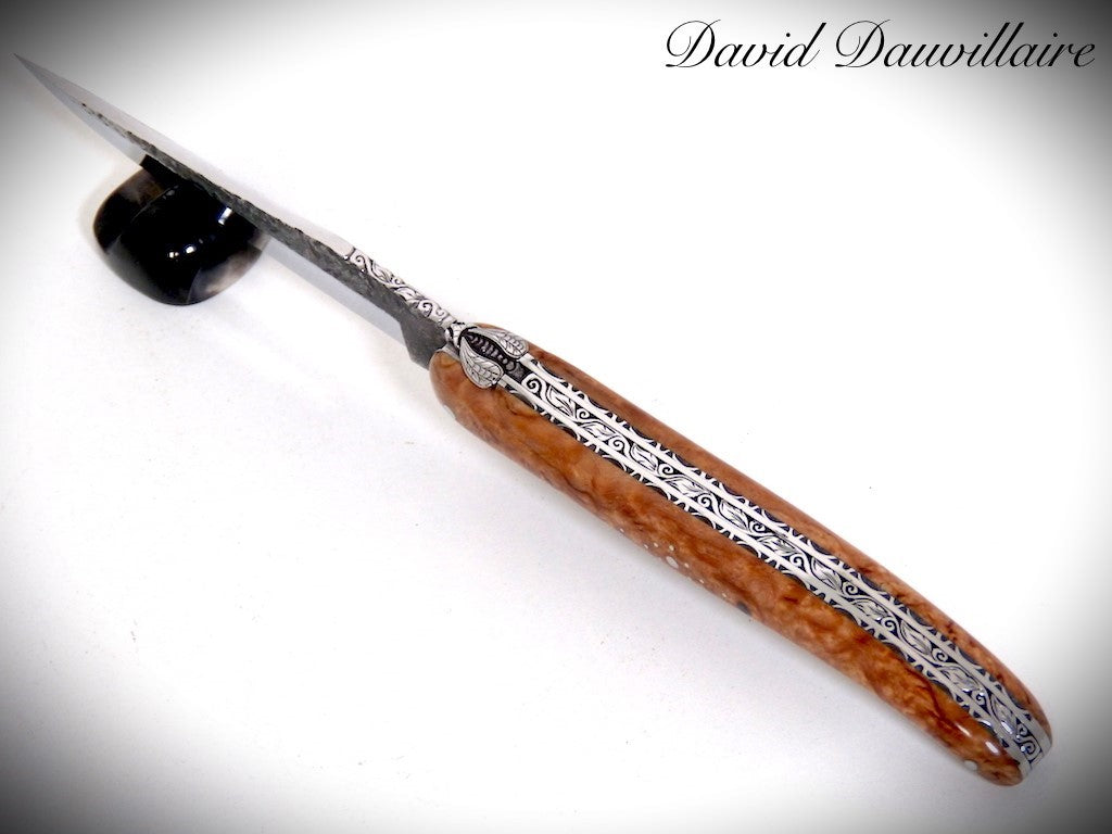 Laguiole Bouleau, Lame "Brut de Forge", ciselé par David DAUVILLAIRE