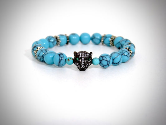Bracelet "Léopard" Pierres Naturelles Turquoise, création artisanale YS CREATIONS