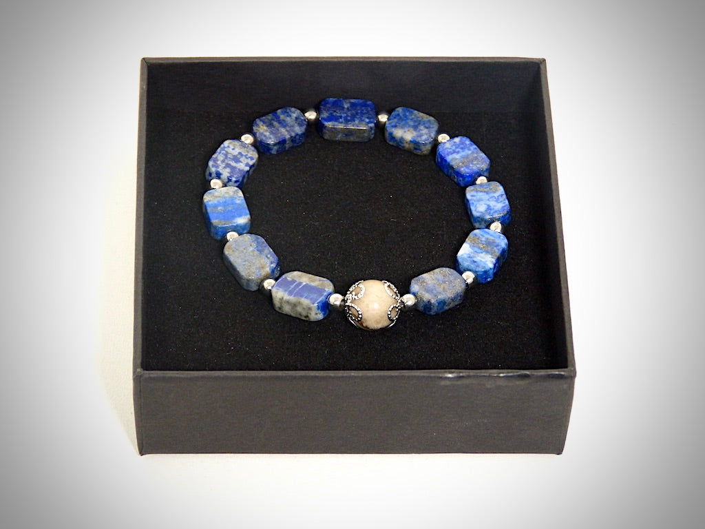 Bracelet Lapis Lazuli, jaspe Paysage fabriqué artisanalement par Y.S CRÉATIONS