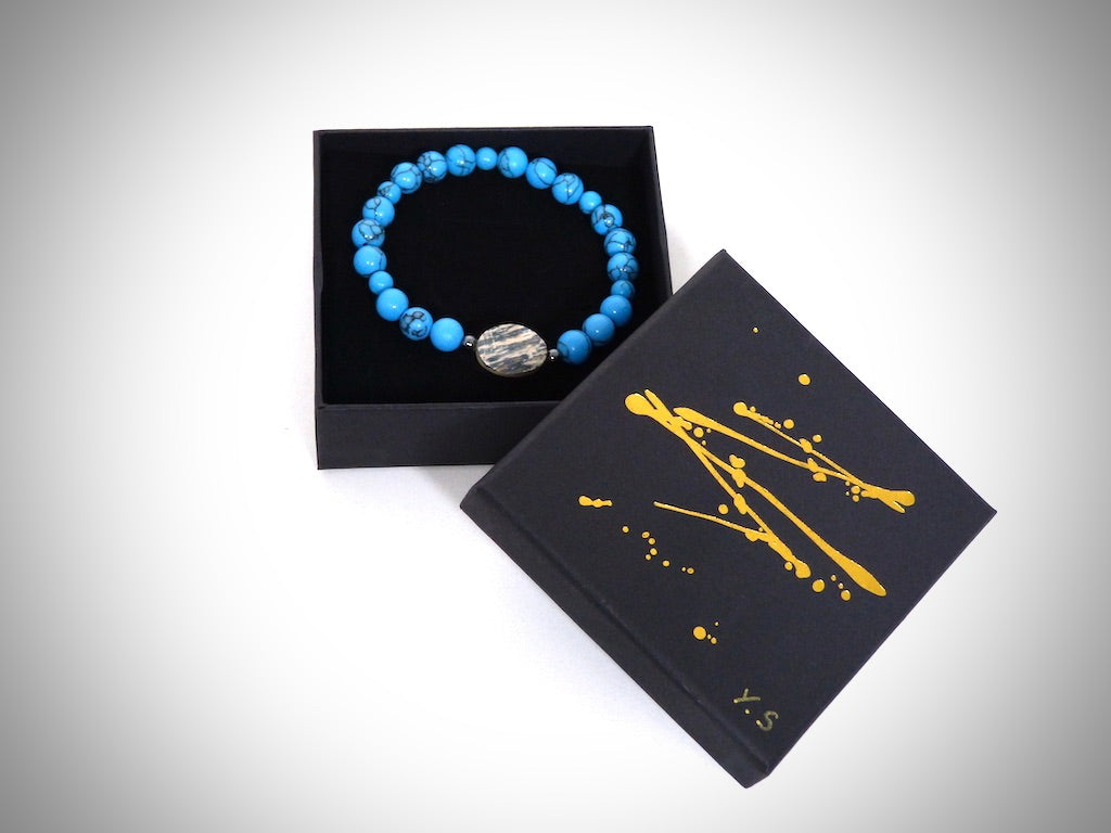 Bracelet Ivoire de Mammouth Pierres naturelles Turquoise fabriqué artisanalement par Y.S CRÉATIONS