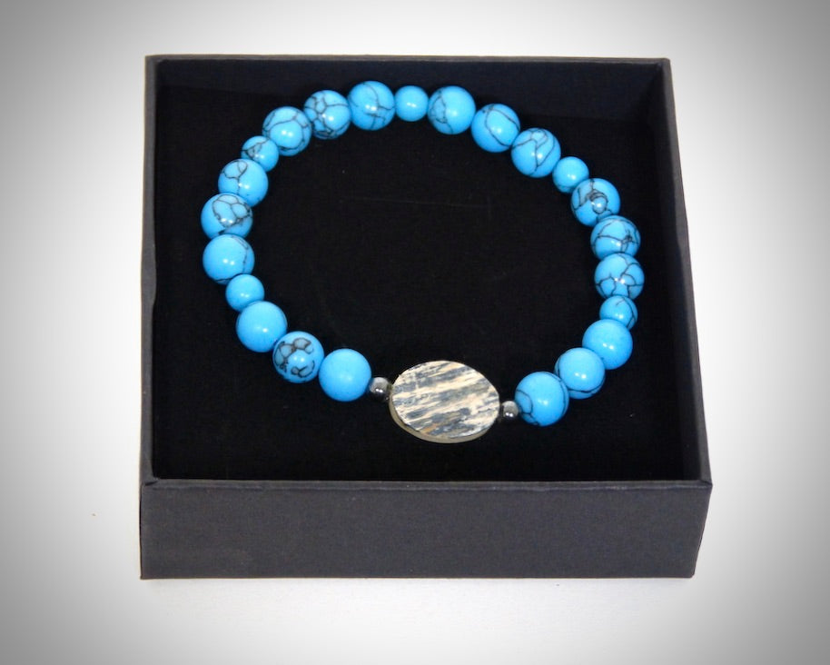 Bracelet Ivoire de Mammouth Pierres naturelles Turquoise fabriqué artisanalement par Y.S CRÉATIONS