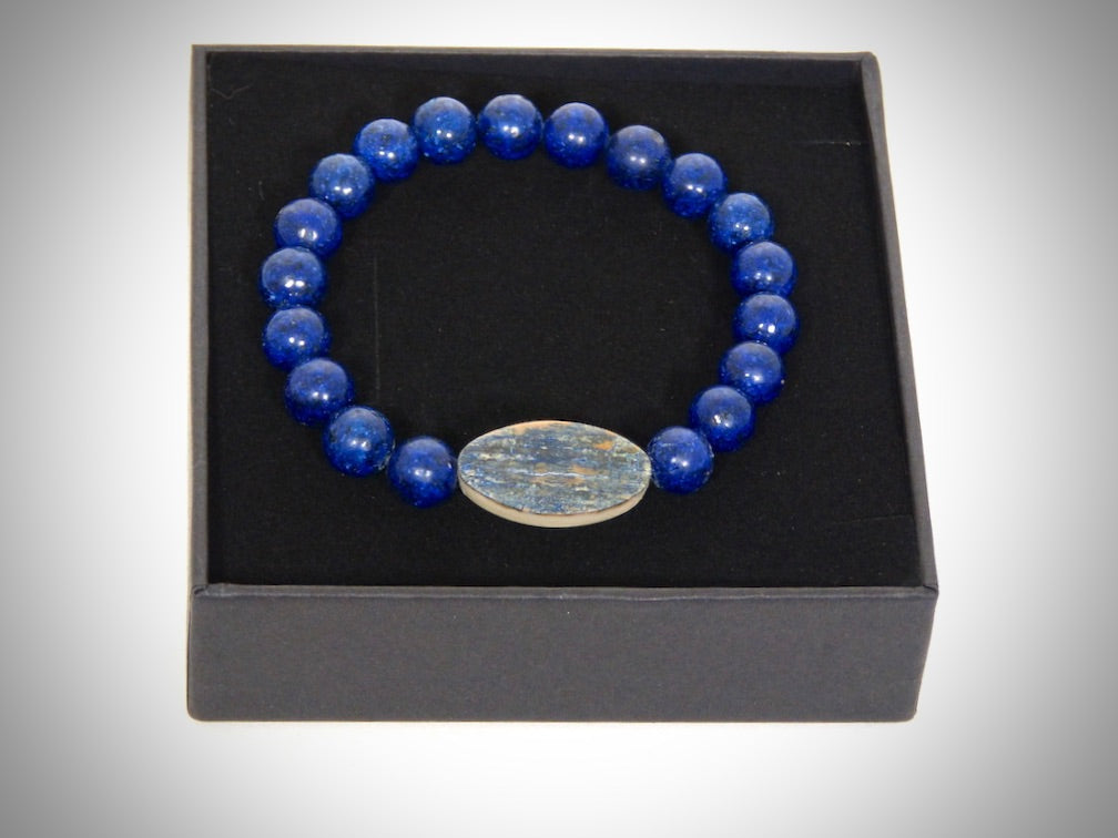 Bracelet Ivoire de Mammouth, Lapiz Lazuli fabriqué artisanalement par Y.S CRÉATIONS