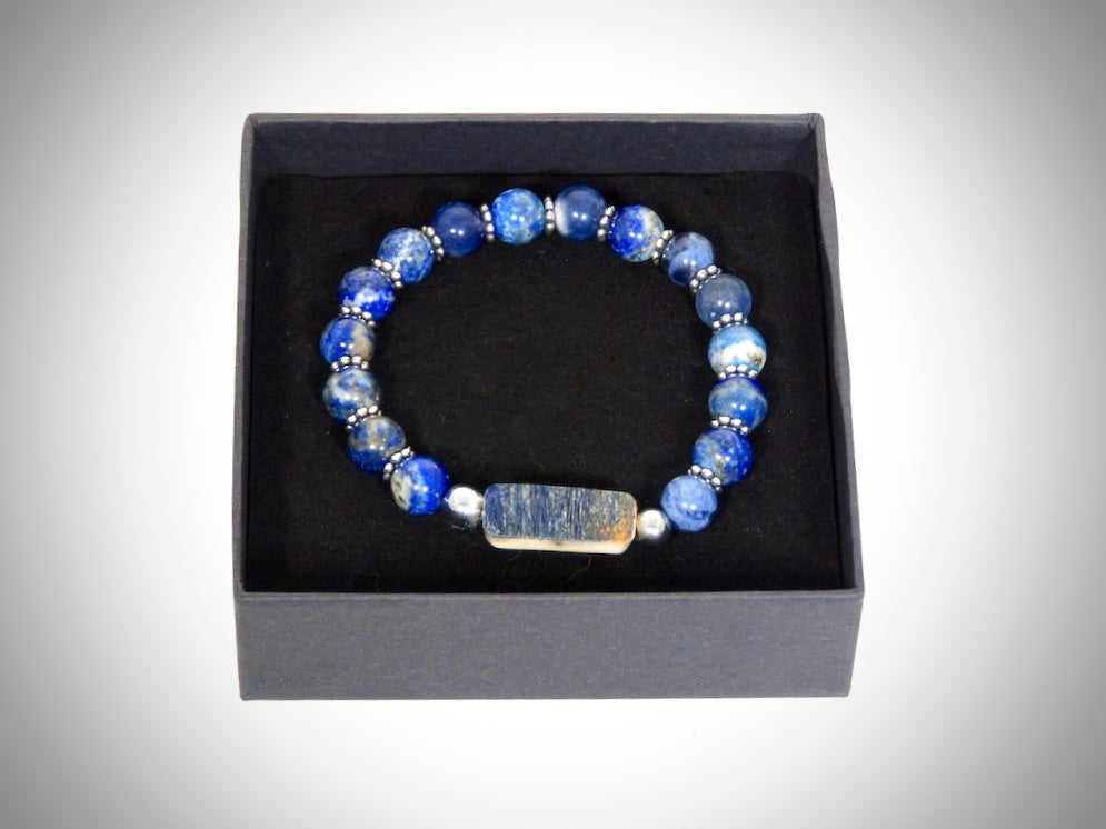 Bracelet Ivoire de Mammouth, Pierre naturelles Lapis Lazuli fabriqué artisanalement par Y.S CRÉATIONS