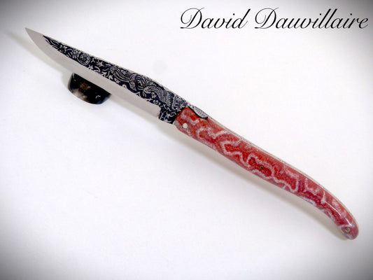Laguiole“Koï”化石珊瑚,大卫·多维莱尔(David Dauvillaie)雕刻的刀片