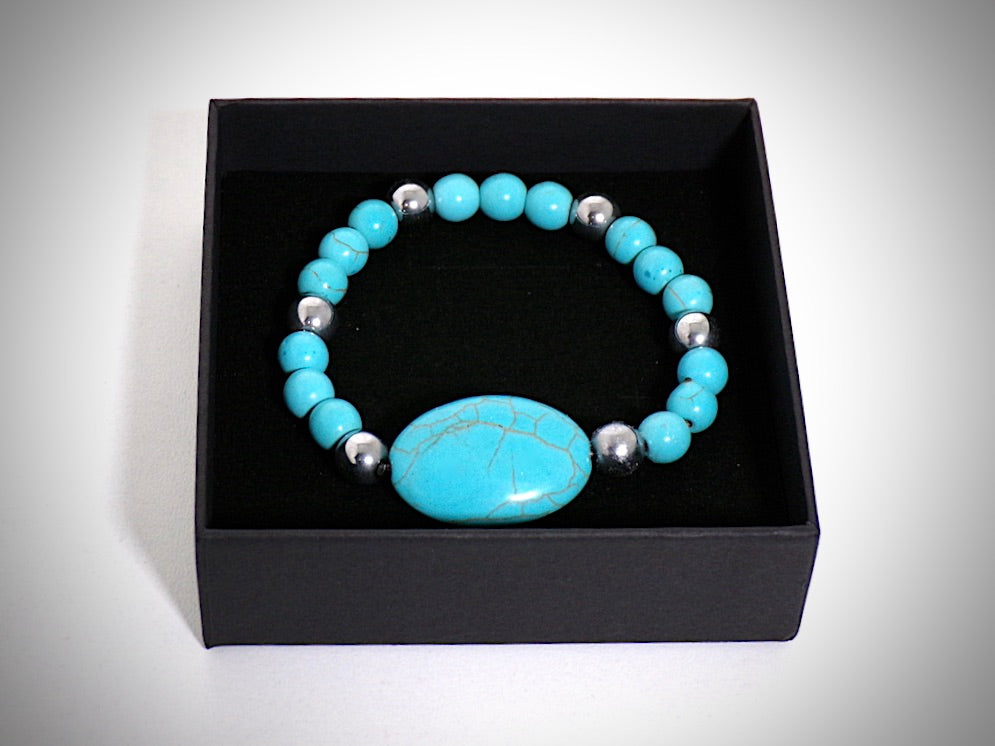 Bracelet en Turquoises fabriqué artisanalement par Y.S CRÉATIONS
