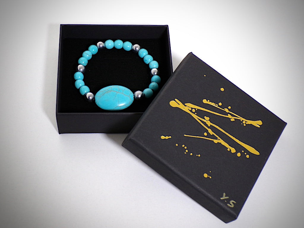 Bracelet en Turquoises fabriqué artisanalement par Y.S CRÉATIONS