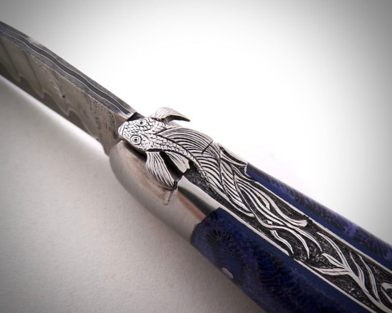 Laguiole "Koi" lame Damas VG10 ciselé par David DAUVILLAIRE