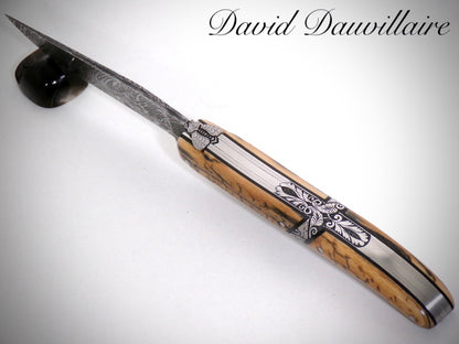 Laguiole "Baroque" Lame Damas "Explosion" ciselé par David DAUVILLAIRE