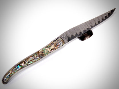 Laguiole Abalone, lame Damas VG10 ciselé par David DAUVILLAIRE
