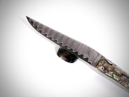 Laguiole Abalone, lame Damas VG10 ciselé par David DAUVILLAIRE