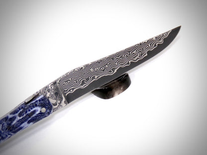 Laguiole "Koi" Lame damas VG10 inoxydable ciselé par David DAUVILLAIRE