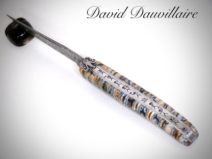 Laguiole "Mammouth" Lame damas Explosion ciselé par David DAUVILLAIRE