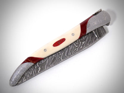 Laguiole 13 cm "Acanthus" Explosion Damascus blade engraved by David DAUVILLAIRE