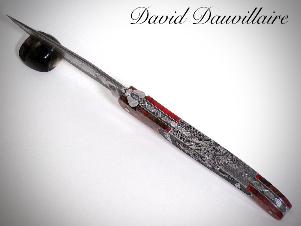 Laguiole "Drago" Lame Damas VG10 gravé par David DAUVILLAIRE