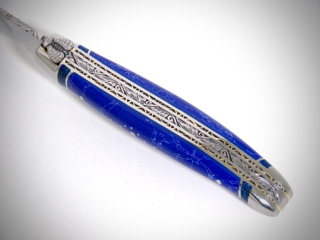 Laguiole "Le Joyau" Lapis Lazuli ciselé par David DAUVILLAIRE