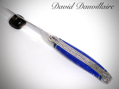 Laguiole "Le Joyau" Lapis Lazuli ciselé par David DAUVILLAIRE