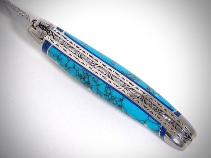 Laguiole "Le Joyau" Turquoise ciselé par David DAUVILLAIRE