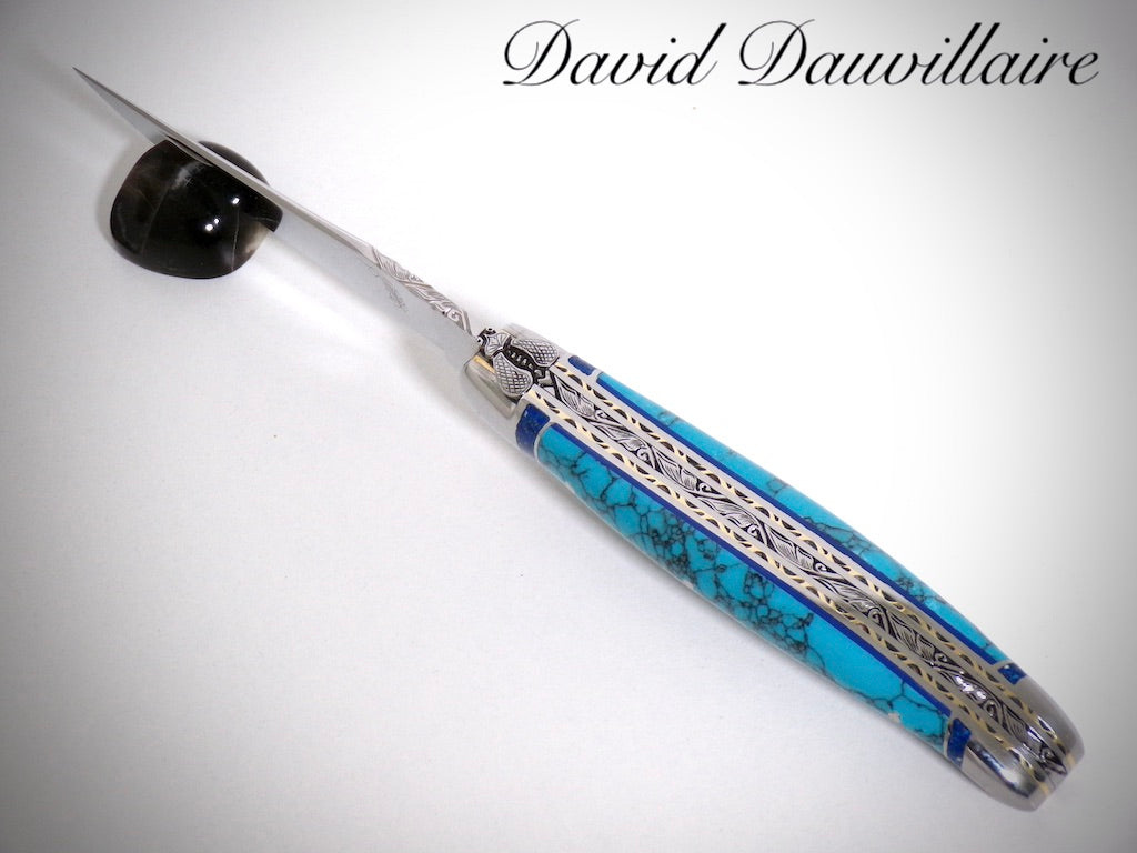 Laguiole "Le Joyau" Turquoise ciselé par David DAUVILLAIRE