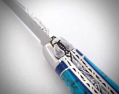 Laguiole "Le Joyau" Turquoise ciselé par David DAUVILLAIRE
