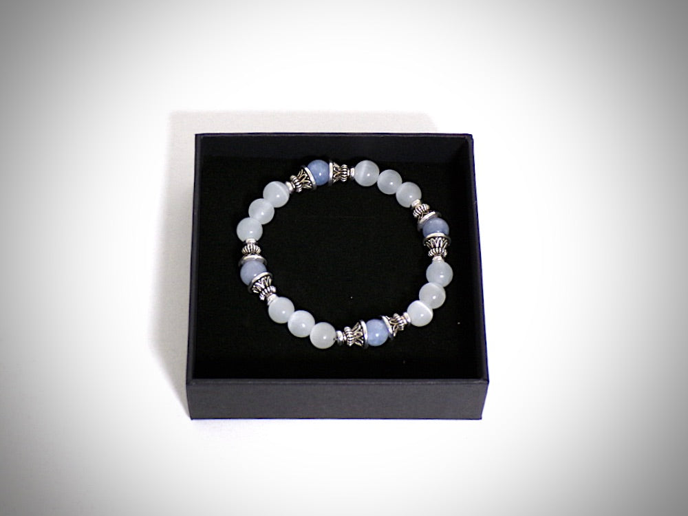 Bracelet Perle d'eau et Aigue-Marine fabriqué artisanalement par Y.S CRÉATIONS