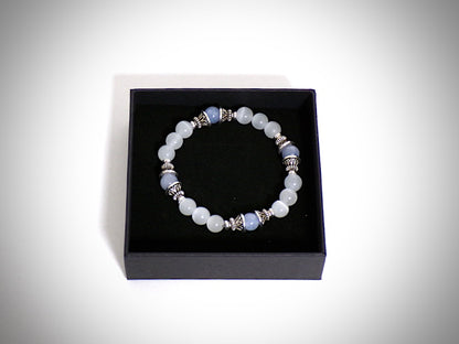 Bracelet Perle d'eau et Aigue-Marine fabriqué artisanalement par Y.S CRÉATIONS