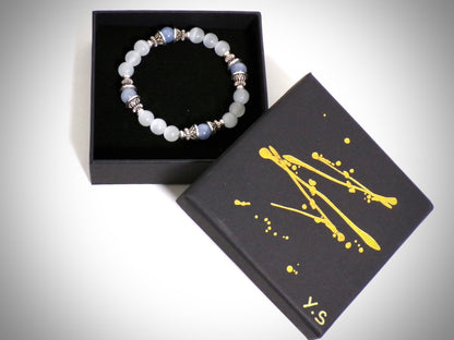 Bracelet Perle d'eau et Aigue-Marine fabriqué artisanalement par Y.S CRÉATIONS