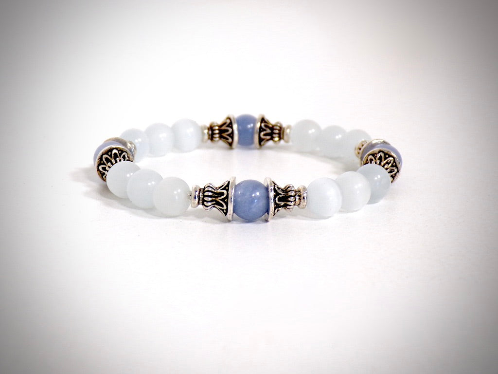 Bracelet Perle d'eau et Aigue-Marine fabriqué artisanalement par Y.S CRÉATIONS