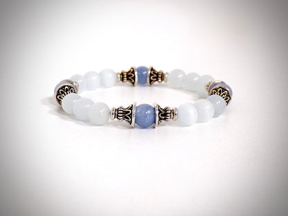 Bracelet Perle d'eau et Aigue-Marine fabriqué artisanalement par Y.S CRÉATIONS