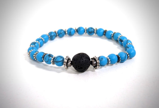 Tuquoise Natural Stone Bracelet, Handcrafted Lava Stone