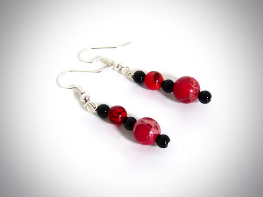 Boucles d'Oreilles Jaspe rouge , fabrication artisanale Y.S CREATIONS