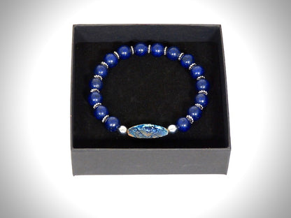 Bracelet Ivoire de Mammouth Bleu, Pierres naturelles Lapis Lazuli