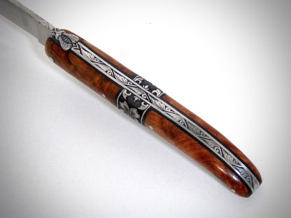 Laguiole "Chance" Thuya, central bolster engraved by David DAUVILLAIRE