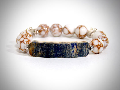 Bracelet Ivoire de Mammouth, Howlite fil d'Or fabriqué artisanalement par Y.S CRÉATIONS