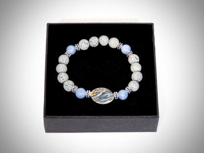 Bracelet Ivoire de Mammouth, Pierres de lave grises fabriqué artisanalement par Y.S CRÉATIONS