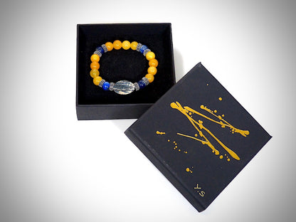 Bracelet Ivoire de Mammouth, Agate jaune, Lapis Lazuli fabriqué artisanalement par Y.S CRÉATIONS