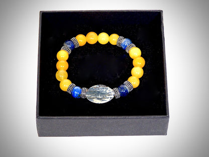 Bracelet Ivoire de Mammouth, Agate jaune, Lapis Lazuli fabriqué artisanalement par Y.S CRÉATIONS