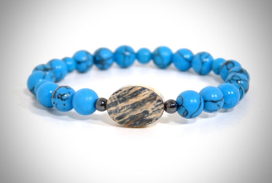 Bracelet Ivoire de Mammouth Pierres naturelles Turquoise fabriqué artisanalement par Y.S CRÉATIONS