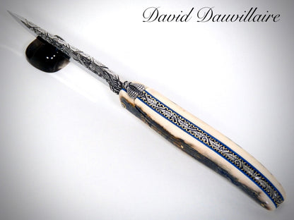 Laguiole Ivoire de Mammouth bleu stabilisé par David DAUVILLAIRE