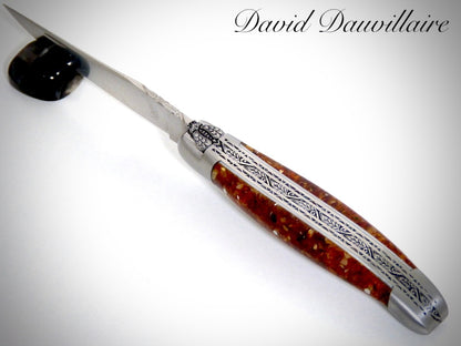 Laguiole Ambre ciselé par David DAUVILLAIRE