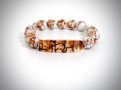 Bracelet Ivoire de Mammouth, Howlite dorée fabriqué artisanalement par Y.S CRÉATIONS