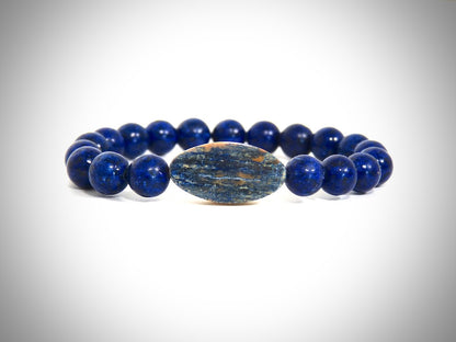 Mammoth ivory bracelet, Lapis Lazuli, handcrafted by YS CRÉATIONS