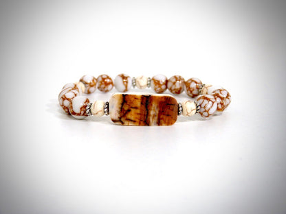 Mammoth ivory bracelet, golden howlite, handcrafted by YS CRÉATIONS