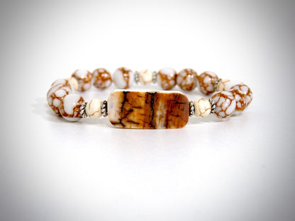 Bracelet Ivoire de Mammouth, Howlite dorée fabriqué artisanalement par Y.S CRÉATIONS