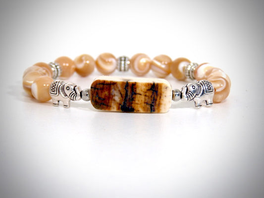 Bracelet Ivoire de Mammouth, Nacre de Trochus fabriqué artisanalement par Y.S CRÉATIONS