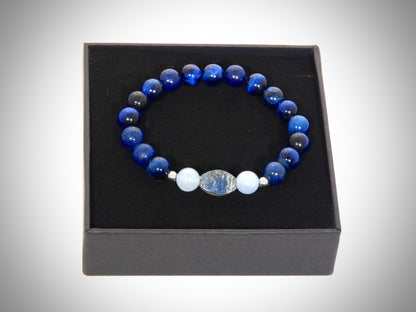 Bracelet Ivoire de Mammouth, Aigue-Marine, Lapis Lazuli fabriqué artisanalement par Y.S CRÉATIONS