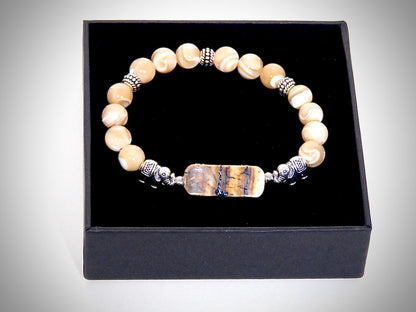 Bracelet Ivoire de Mammouth, Nacre de Trochus fabriqué artisanalement par Y.S CRÉATIONS