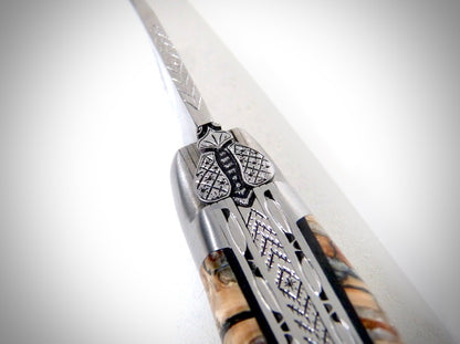 Laguiole Molaire de Mammouth ciselé par David DAUVILLAIRE