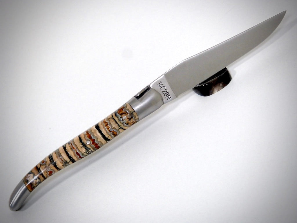 Laguiole Molaire de Mammouth ciselé par David DAUVILLAIRE