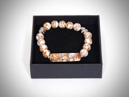 Bracelet Ivoire de Mammouth, Howlite dorée fabriqué artisanalement par Y.S CRÉATIONS