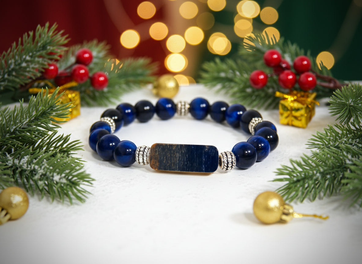 Bracelet Ivoire de Mammouth Pierre naturelles Lapis Lazuli fabriqué artisanalement par Y.S CRÉATIONS